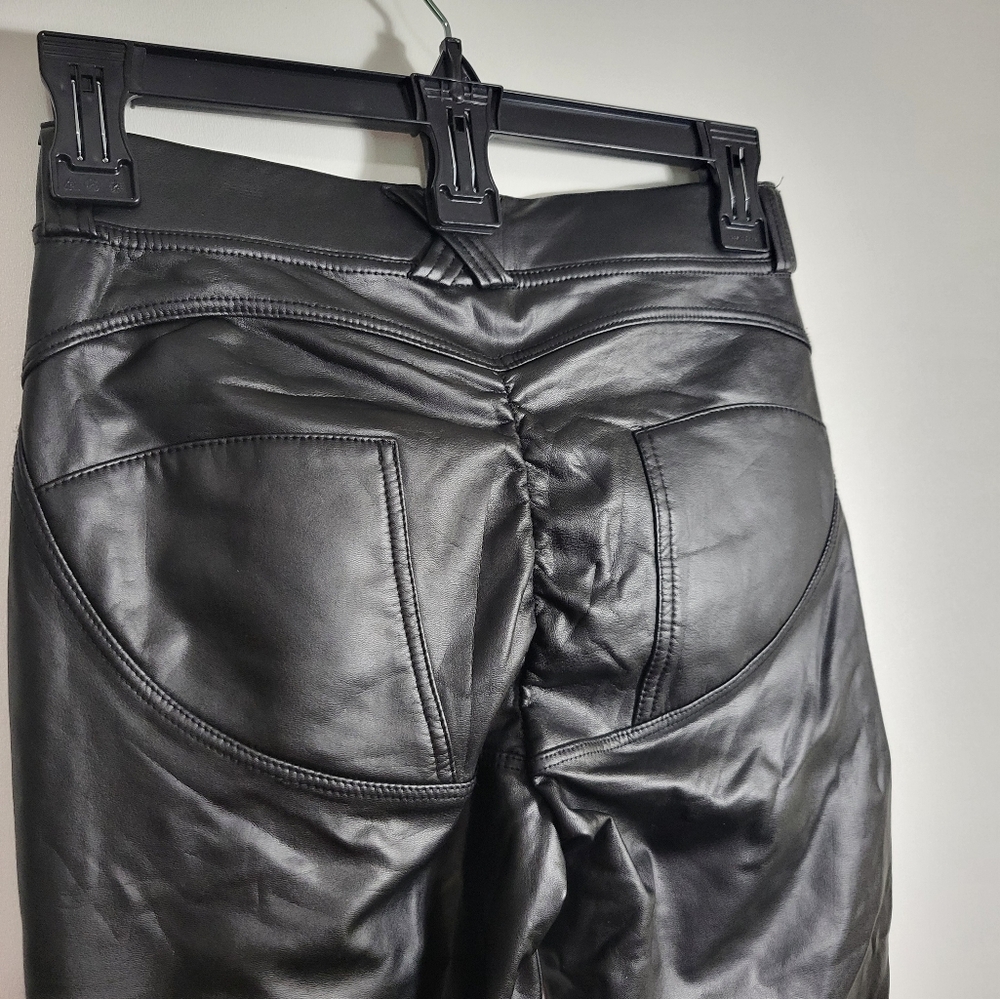 Black fleece lined faux leather leggings women's S #2275 - Picture 4 of 4